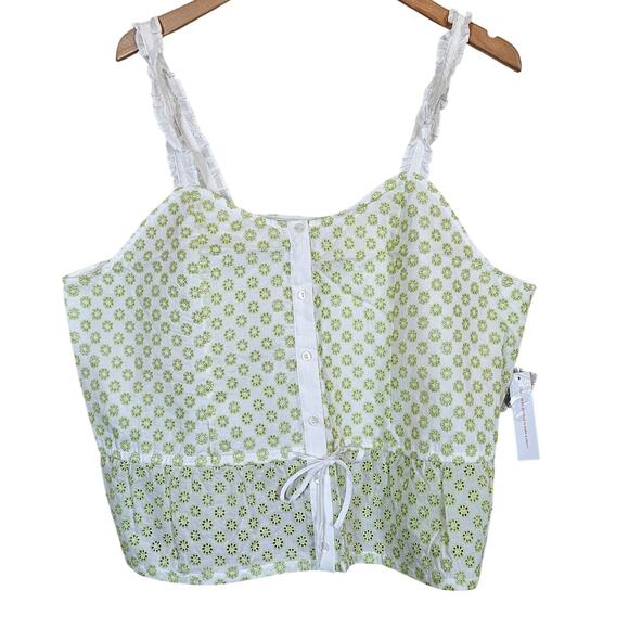 Modcloth Darling for the Prairie Peplum Tank Top White Green Floral Plus Size 1x - Picture 1 of 9